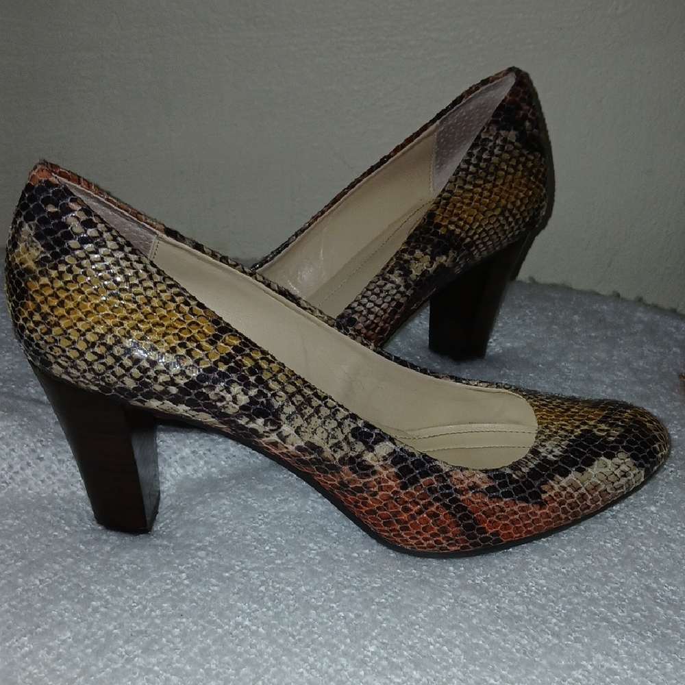 Calvin Klein Brown Snakeskin Heels